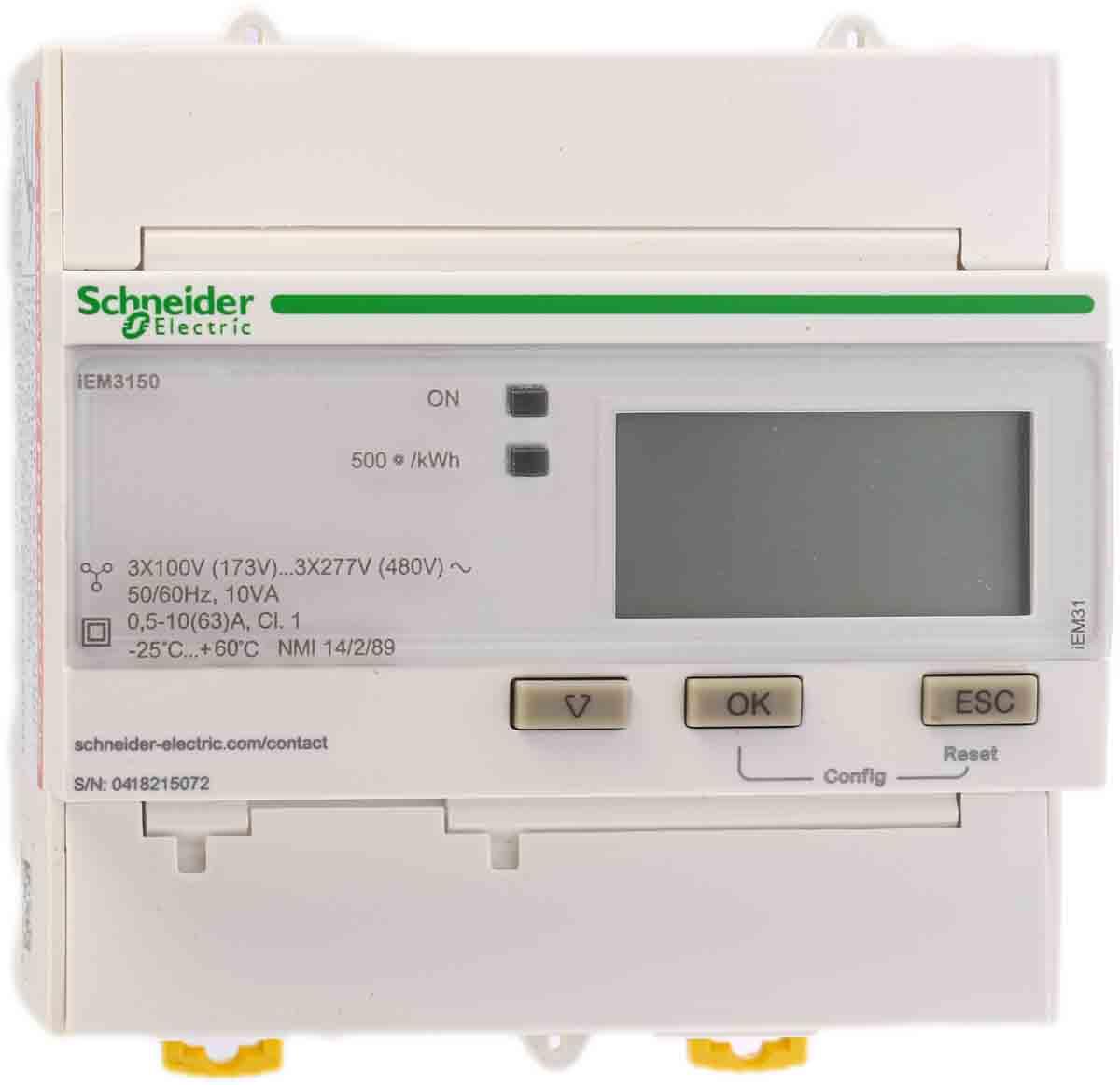 Produktfoto 1 von Schneider Electric iEM3100 Energiemessgerät LCD, 10-stellig / 1, 3-phasig