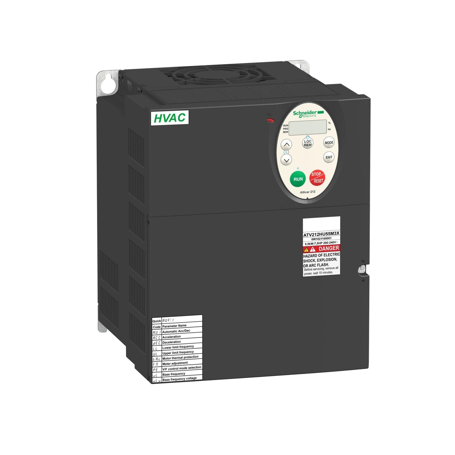 Produktfoto 1 von Schneider Electric ATV212, 3-Phasen Drehzahlgeregelter Antrieb 5,5 kW, 240 V / 17,3 A für Asynchrone Motoren