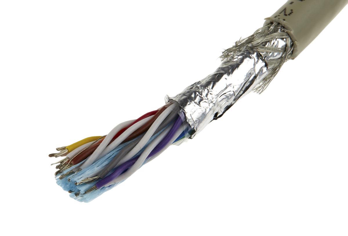 Produktfoto 1 von Alpha Wire Pro-Tekt Datenkabel, 9-paarig 0,35 mm² Ø 10.03mm Folie und Geflecht Schirmung PVC isoliert Twisted Pair Grau