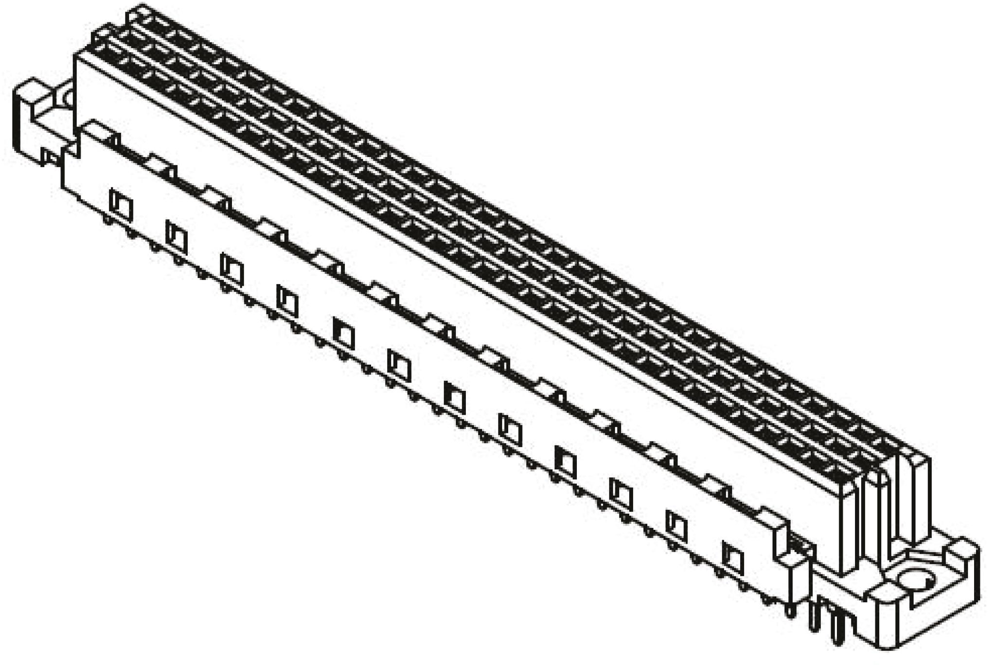 Harting 09 03 C2 DIN 41612-Steckverbinder Buchse Gerade, 96-polig / 3-reihig, Raster 2.54mm Crimpanschluss