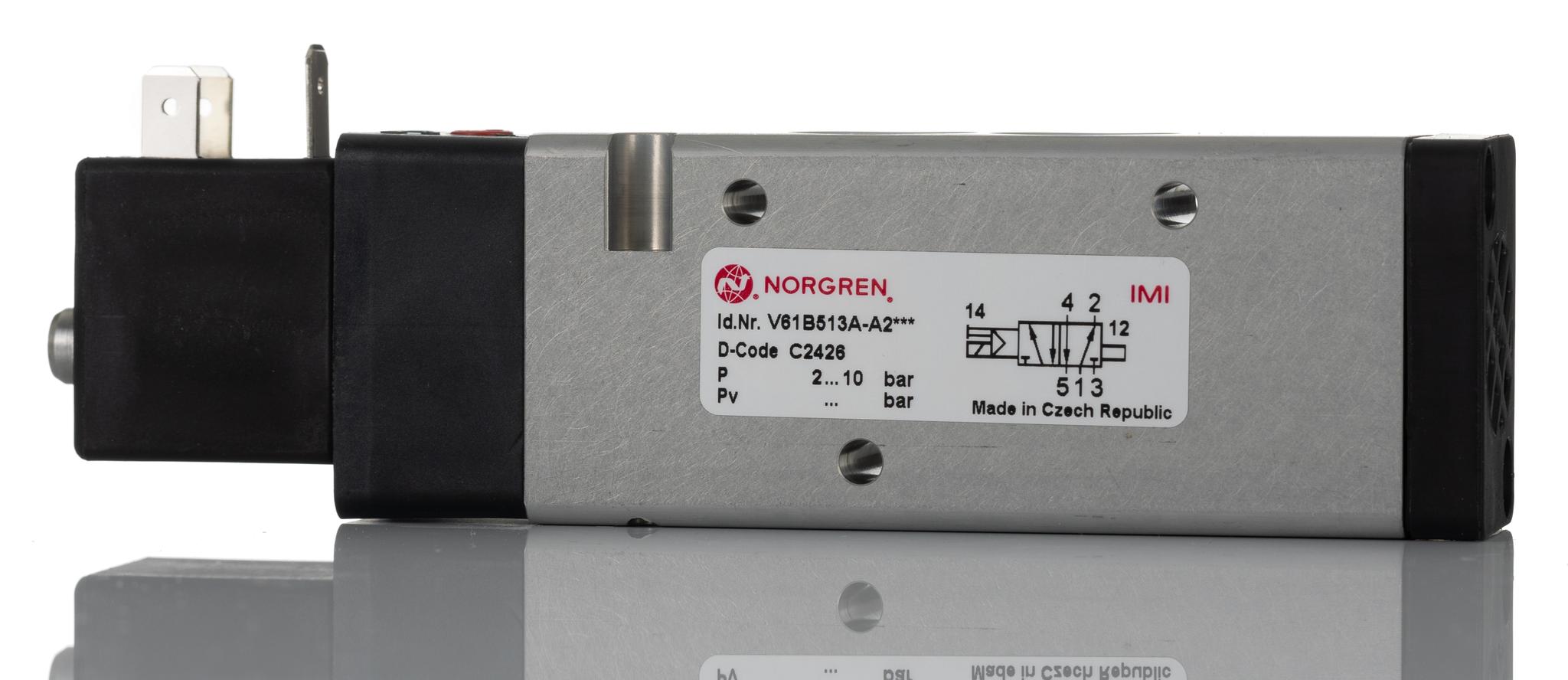 Produktfoto 1 von Norgren V61, G1/4 Pneumatik-Magnetventil 220 V ac, 240 V ac, Magnet/Luft-betätigt