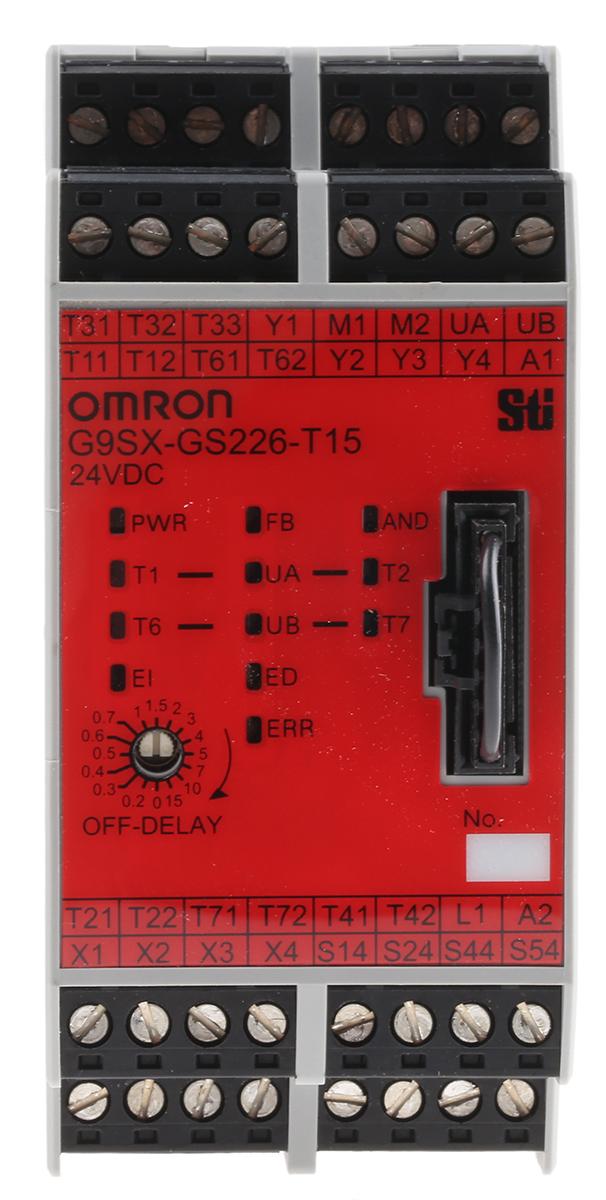 Produktfoto 1 von Omron G9SX-GS Sicherheitsrelais, 24V dc, 2-Kanal Sicherheitsschalter/Verriegelung, 4 ISO 13849-1