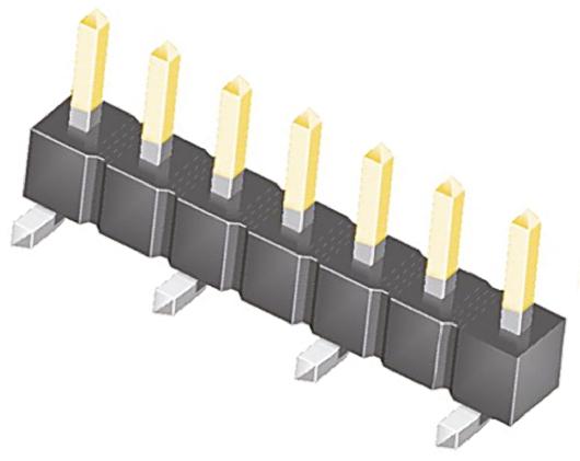 Produktfoto 1 von Samtec TSM Stiftleiste Gerade, 7-polig / 1-reihig, Raster 2.54mm, Platine-Platine, Kabel-Platine,