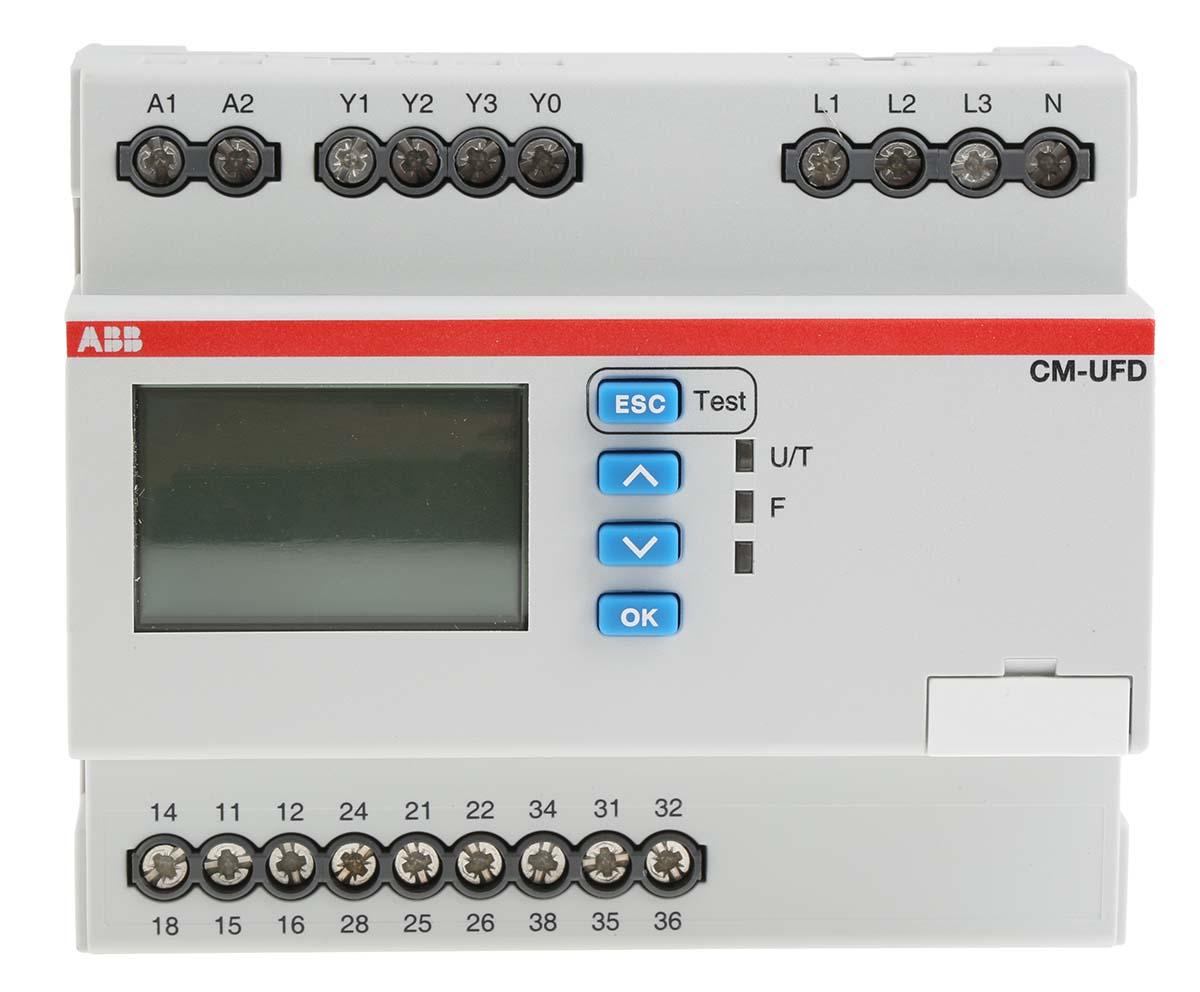 Produktfoto 1 von ABB CM-UFD Überwachungsrelais, für Frequenz, Spannung 57,7 → 240 V ac, 99,9 → 415 V dc 1, 3-phasig,