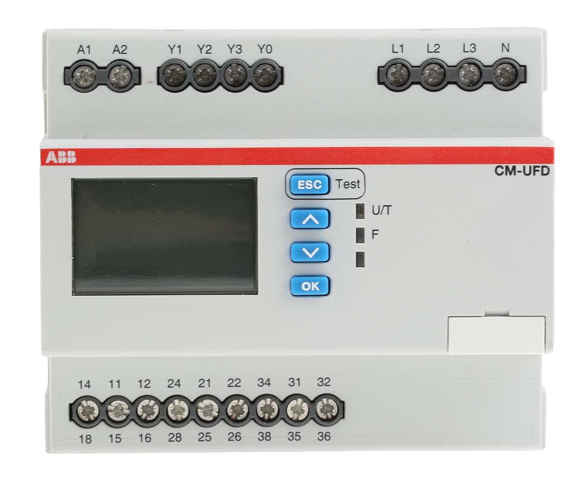 Produktfoto 1 von ABB CM-UFD Überwachungsrelais, für Frequenz, Spannung 1, 3-phasig, 1-poliger Wechsler 4A Überspannung, Unterspannung 2A