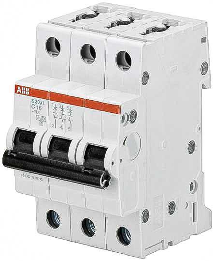 Produktfoto 1 von ABB S200L MCB Leitungsschutzschalter Typ C, 3-polig 16A 400V, Abschaltvermögen 6 kA System Pro M Compact