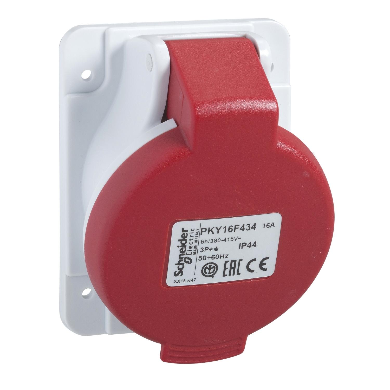 Schneider Electric Mureva Steckdose Stecker, Buchse Grau 3P + N + E, 380 → 415 V / 16A, Tafelmontage IP44