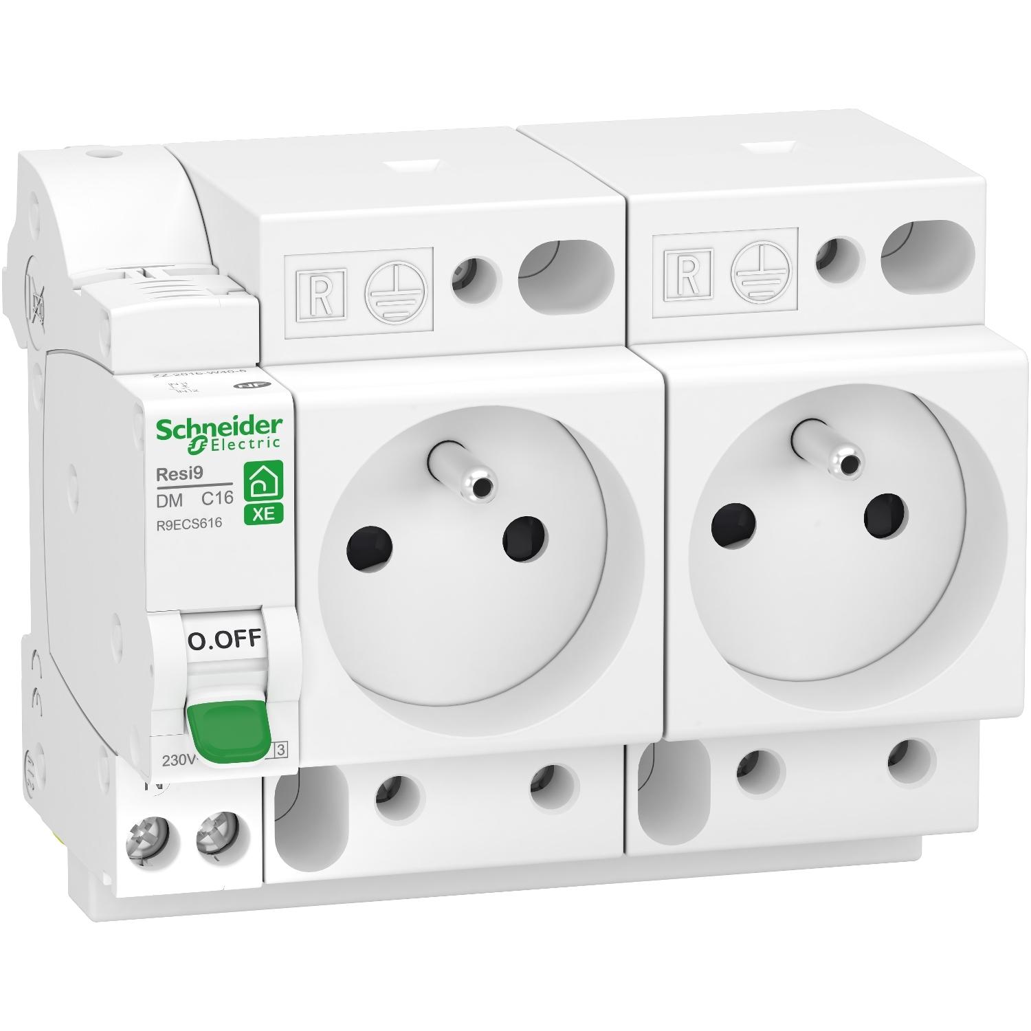 Produktfoto 1 von Schneider Electric Steckdose Französisch 2P Klemmbefestigung 2-fach Weiß, 1-polig / 16A