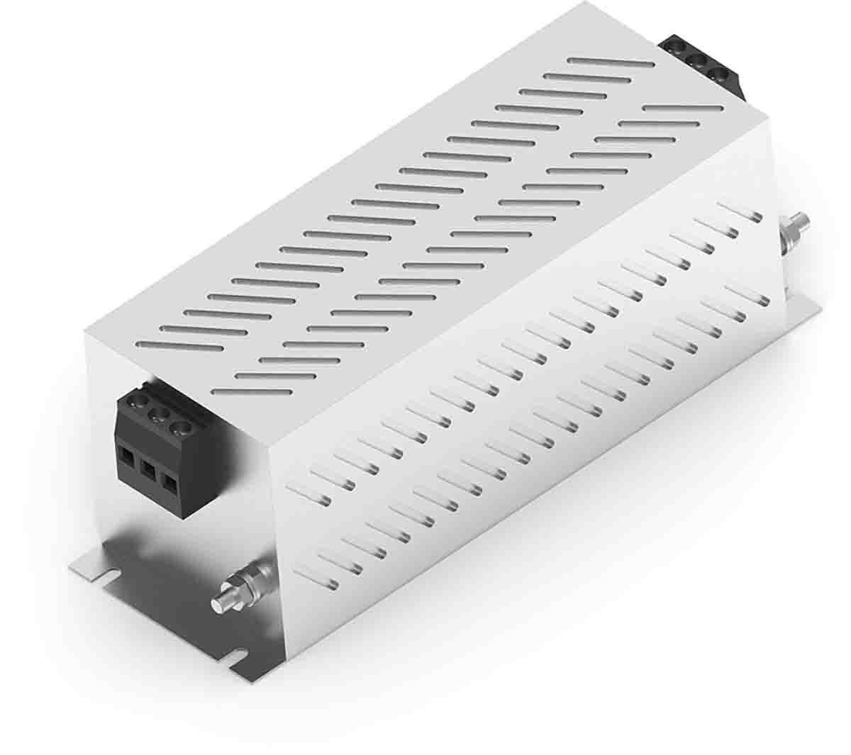 Produktfoto 1 von TE Connectivity KEM-BS Netzfilter, 440 V ac, 55A, Gehäusemontage, Anschlussblock, 3-phasig 18 mA / 50 → 60Hz