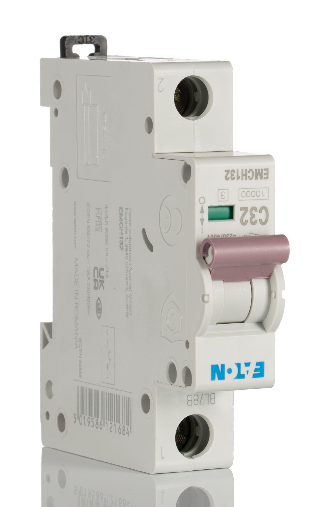 Produktfoto 1 von Eaton Eaton Moeller MCB Leitungsschutzschalter Typ C, 1-polig 32A 230V, Abschaltvermögen 10 kA MEMShield