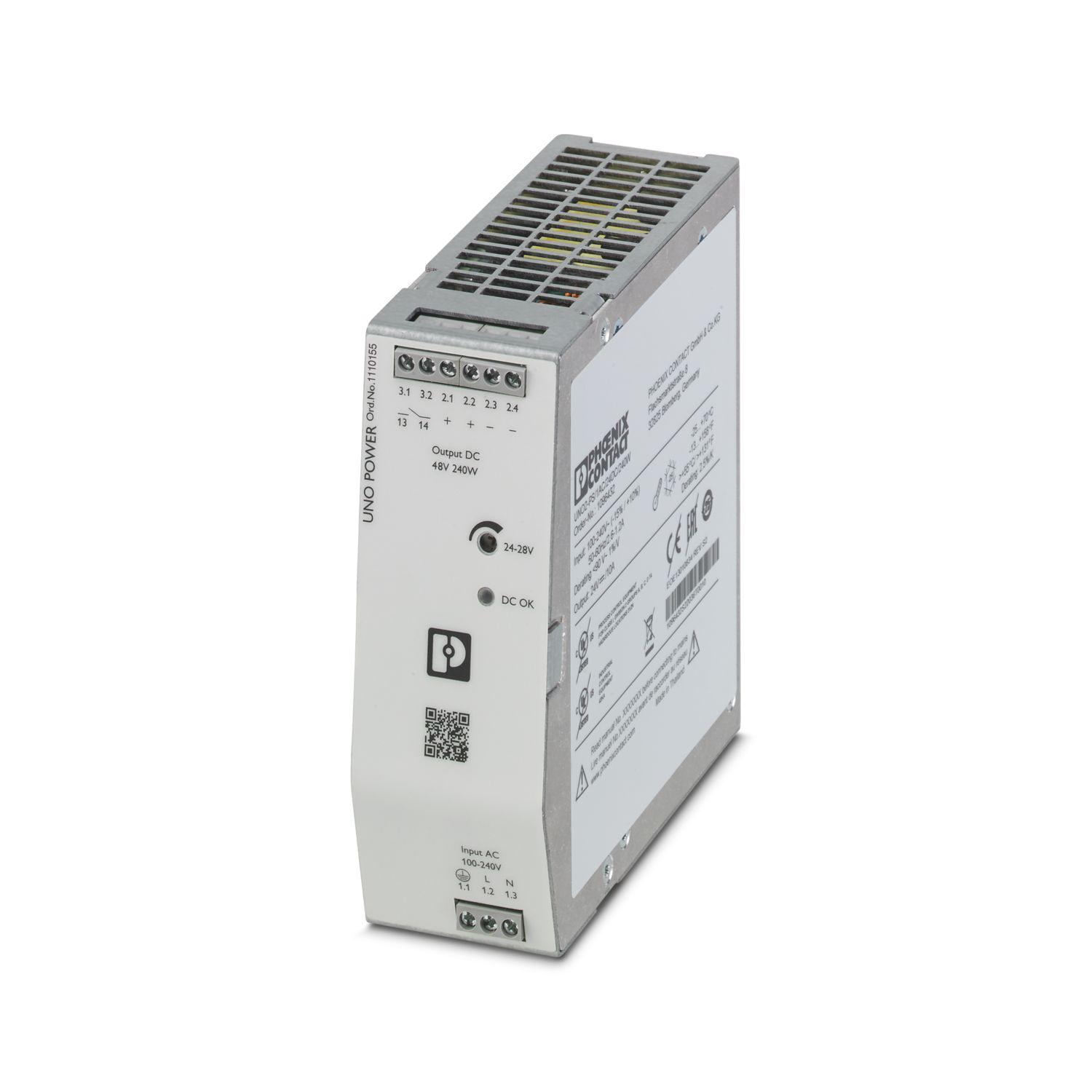 Produktfoto 1 von Phoenix Contact UNO POWER Primäre Schaltnetzteile DIN-Schienen Netzteil, 100 → 240V ac, 48V dc / 5A