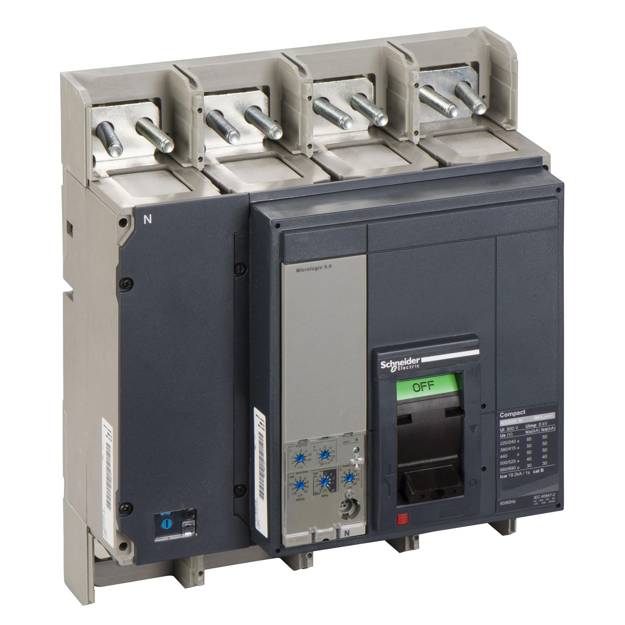 Produktfoto 1 von Schneider Electric Kompakt, Leistungsschalter MCCB 4-polig, 800A, Fest