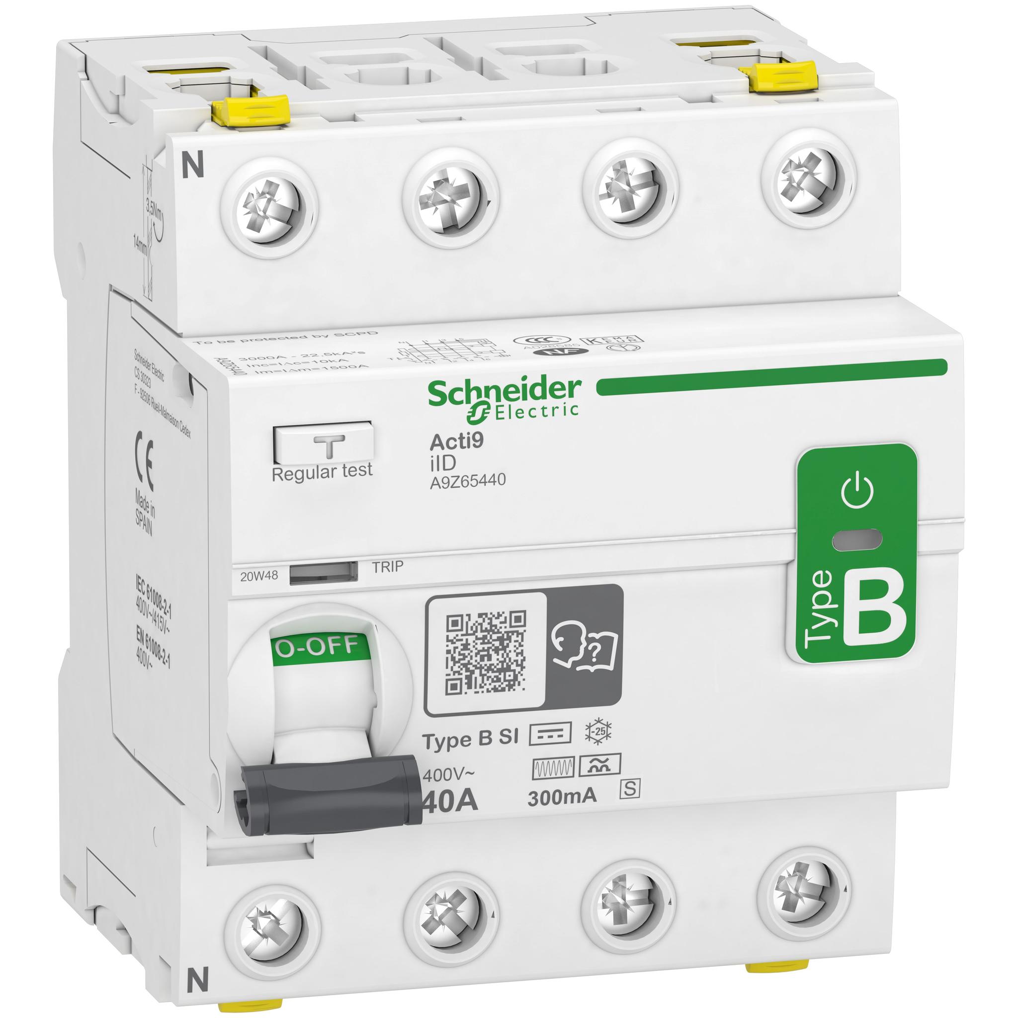 Produktfoto 1 von Schneider Electric iID RCCB, 4-polig, 40A, 300mA Typ B-SI Acti9 400V ac