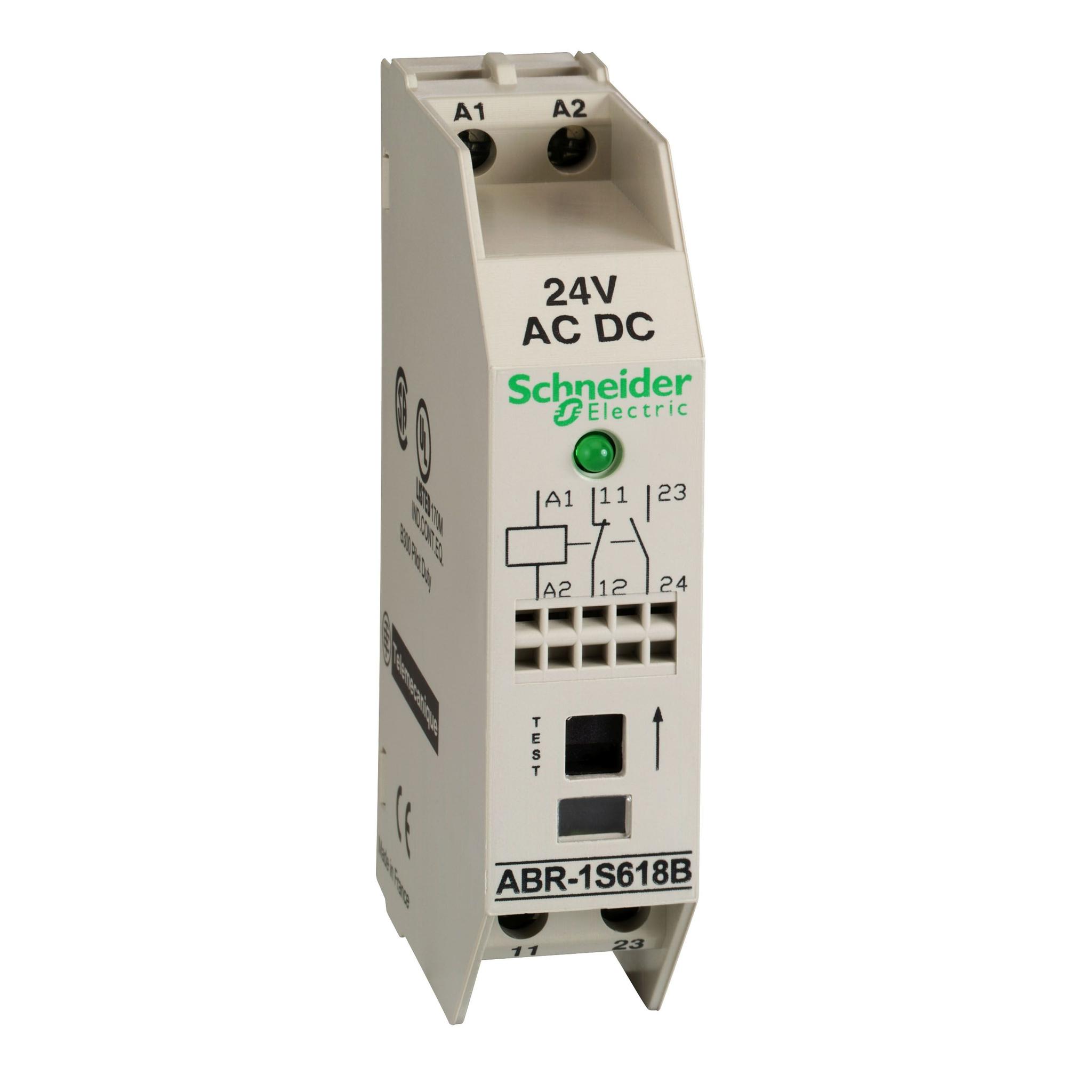 Produktfoto 1 von Schneider Electric ABR1 Schnittstellen-Relaismodul / 24V dc 24V dc, 1-poliger Wechsler Steckanschluss 125V dc