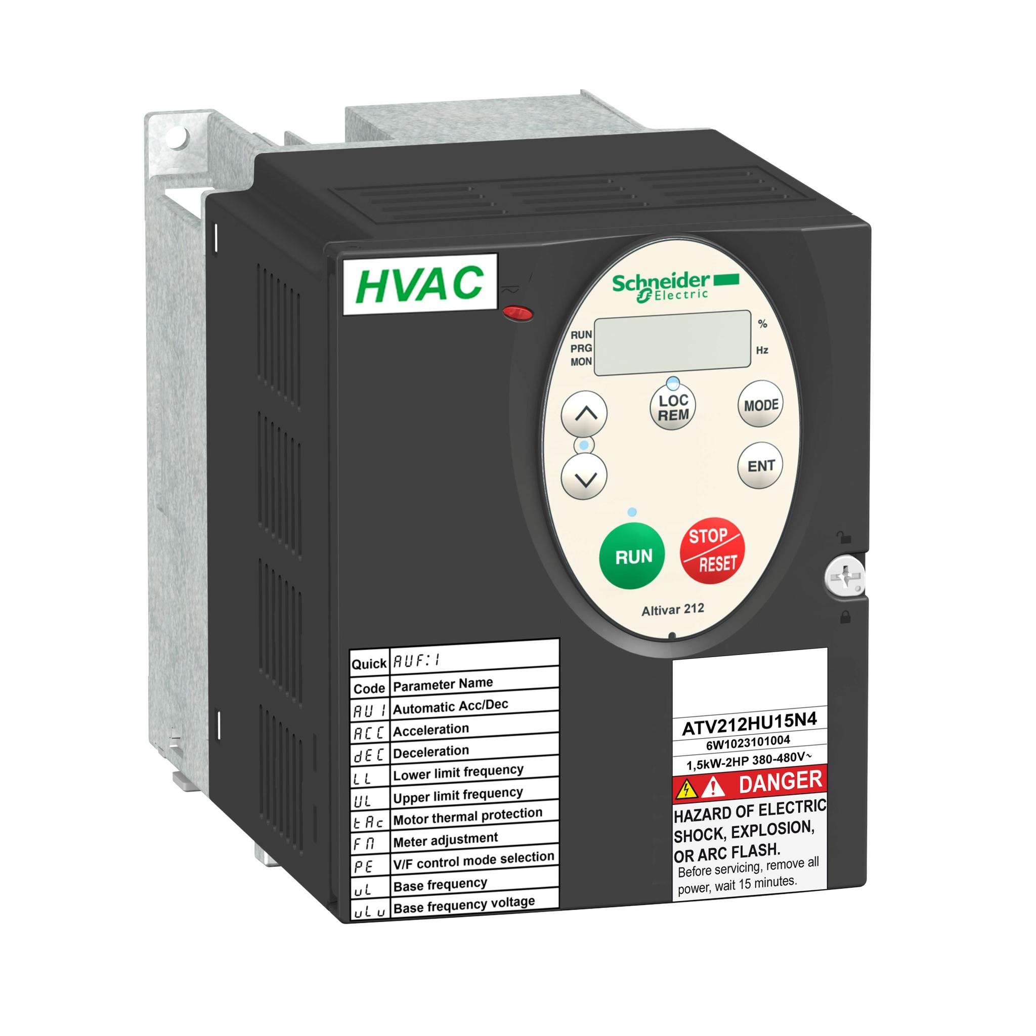 Schneider Electric ATV212, 3-Phasen Frequenzumrichter 1,5 kW, 480 V / 2,5 A, 3,2 A 0.5 → 200Hz für