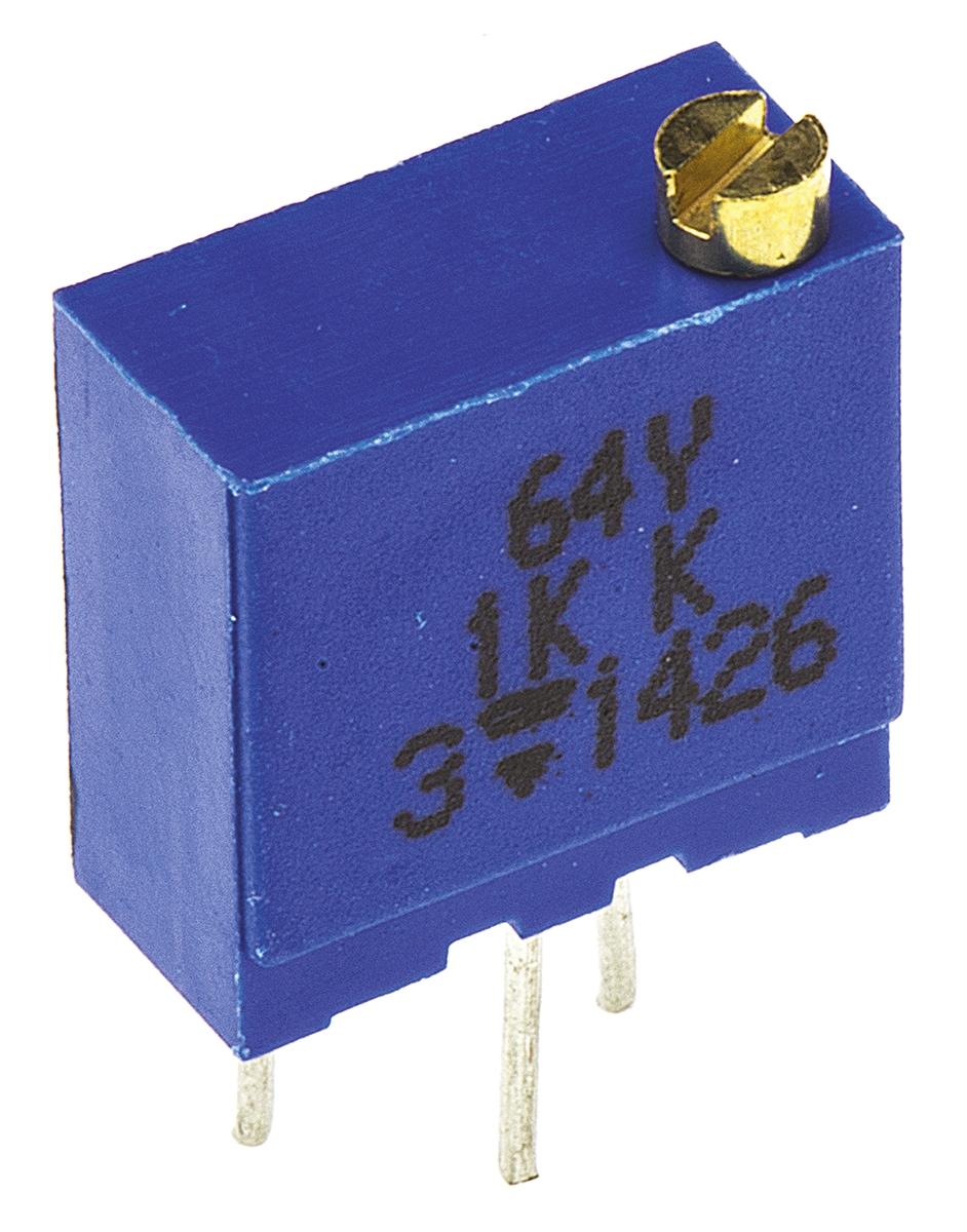 Vishay 64Y 23-Gang-Gang THT Trimmer-Potentiometer, Einstellung von oben, 1kΩ, ±10%, 0.5W, Pin, L. 9.7mm