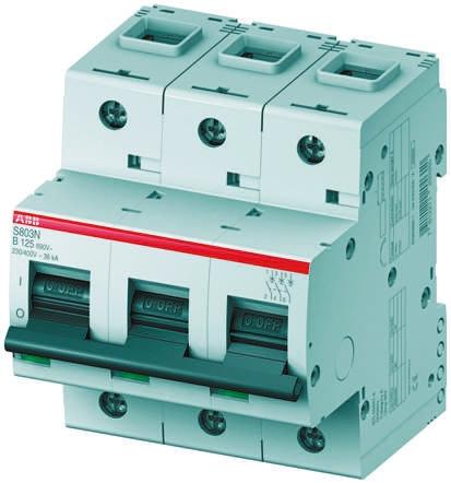 Produktfoto 1 von ABB S800N MCB Leitungsschutzschalter Typ B, 3-polig 63A 400V, Abschaltvermögen 6 kA Hohe Leistung