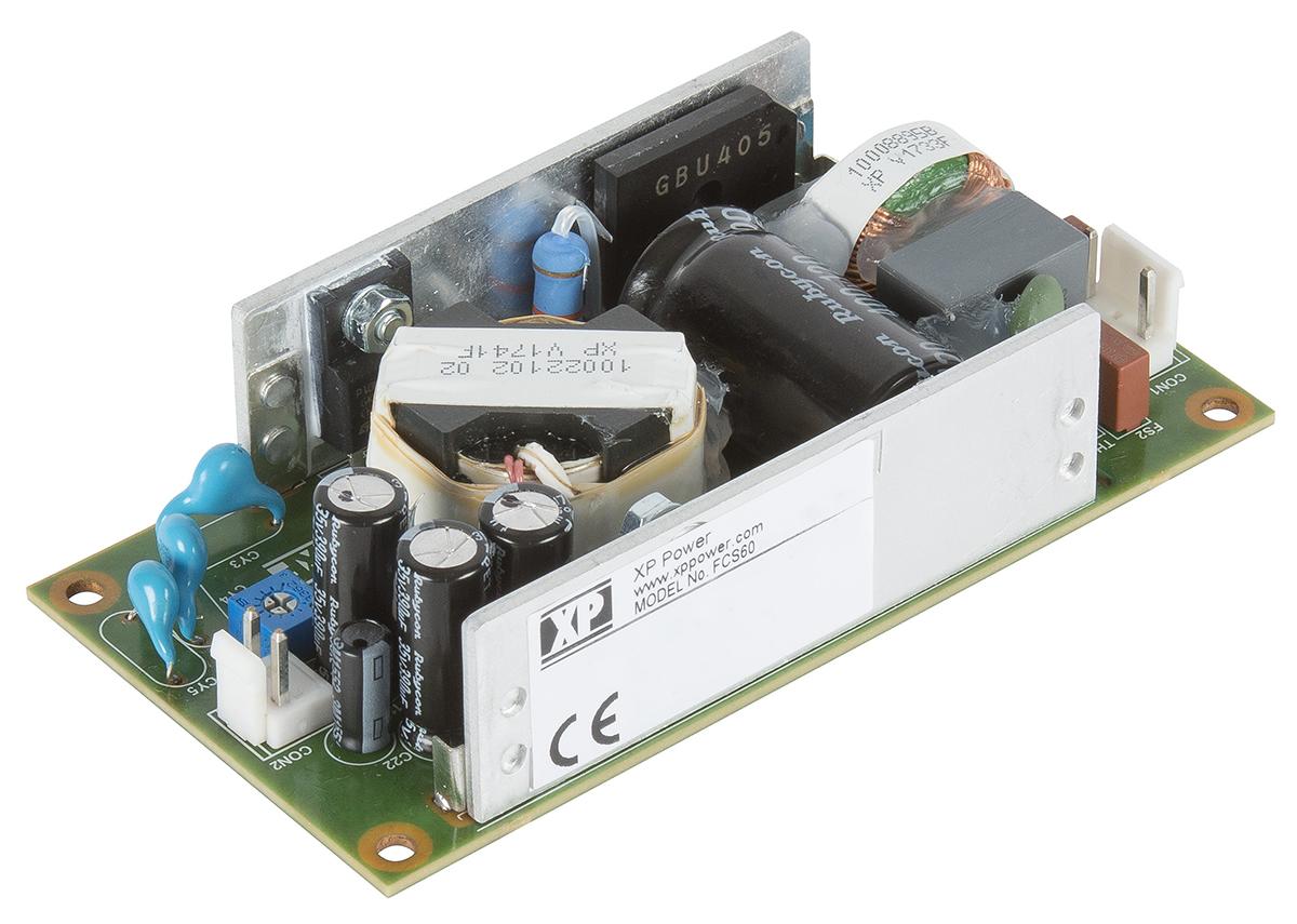 XP Power Schaltnetzteil, AUS 15V dc / 4A 60W, EIN 80 → 264V ac Offene Bauform, Medizin-Zulassung, Gehäusemontage