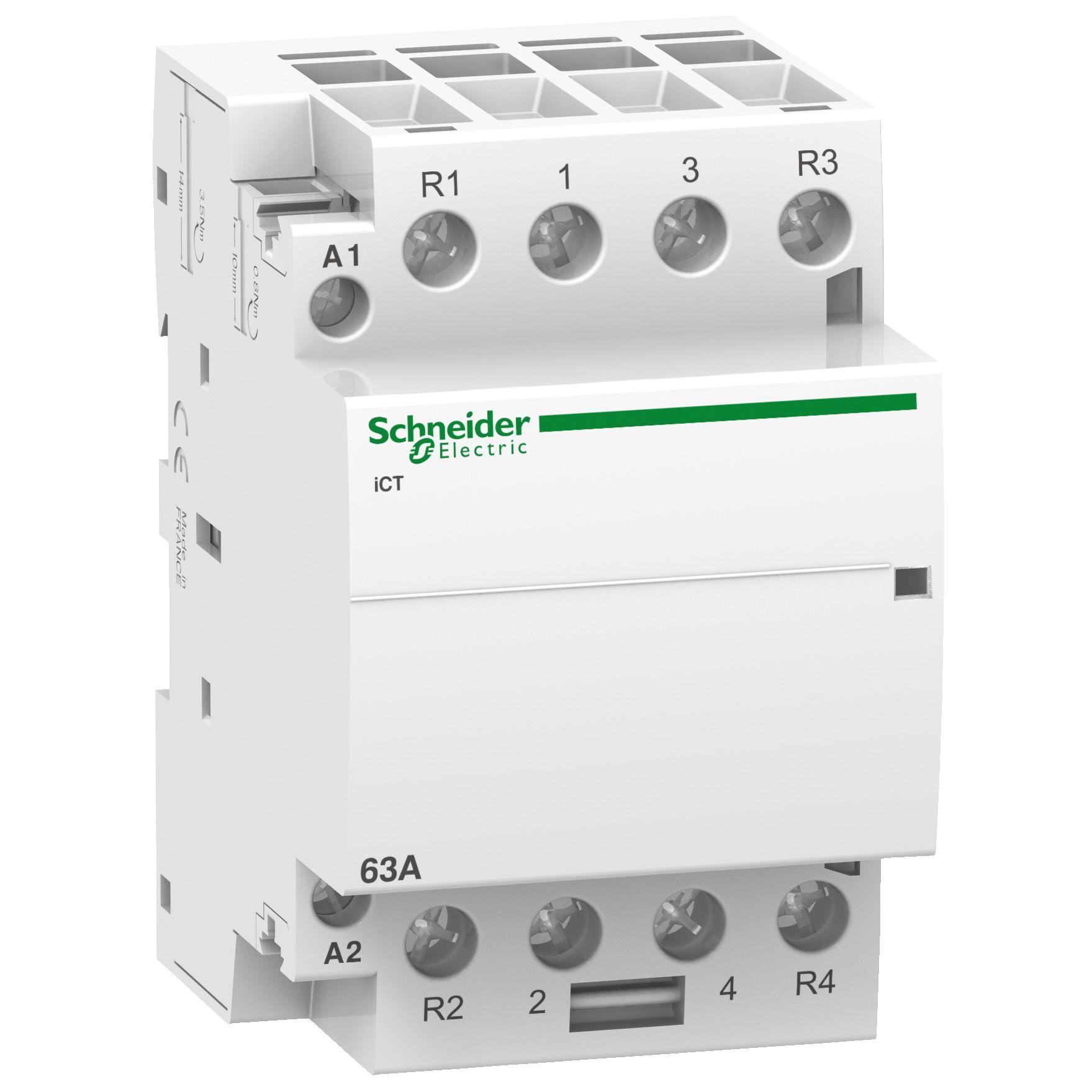 Schneider Electric Acti9 iCT Leistungsschütz / 220 → 240 V ac Spule, 4 -polig 2 NO (Schließer)/2 NC (Öffner) /