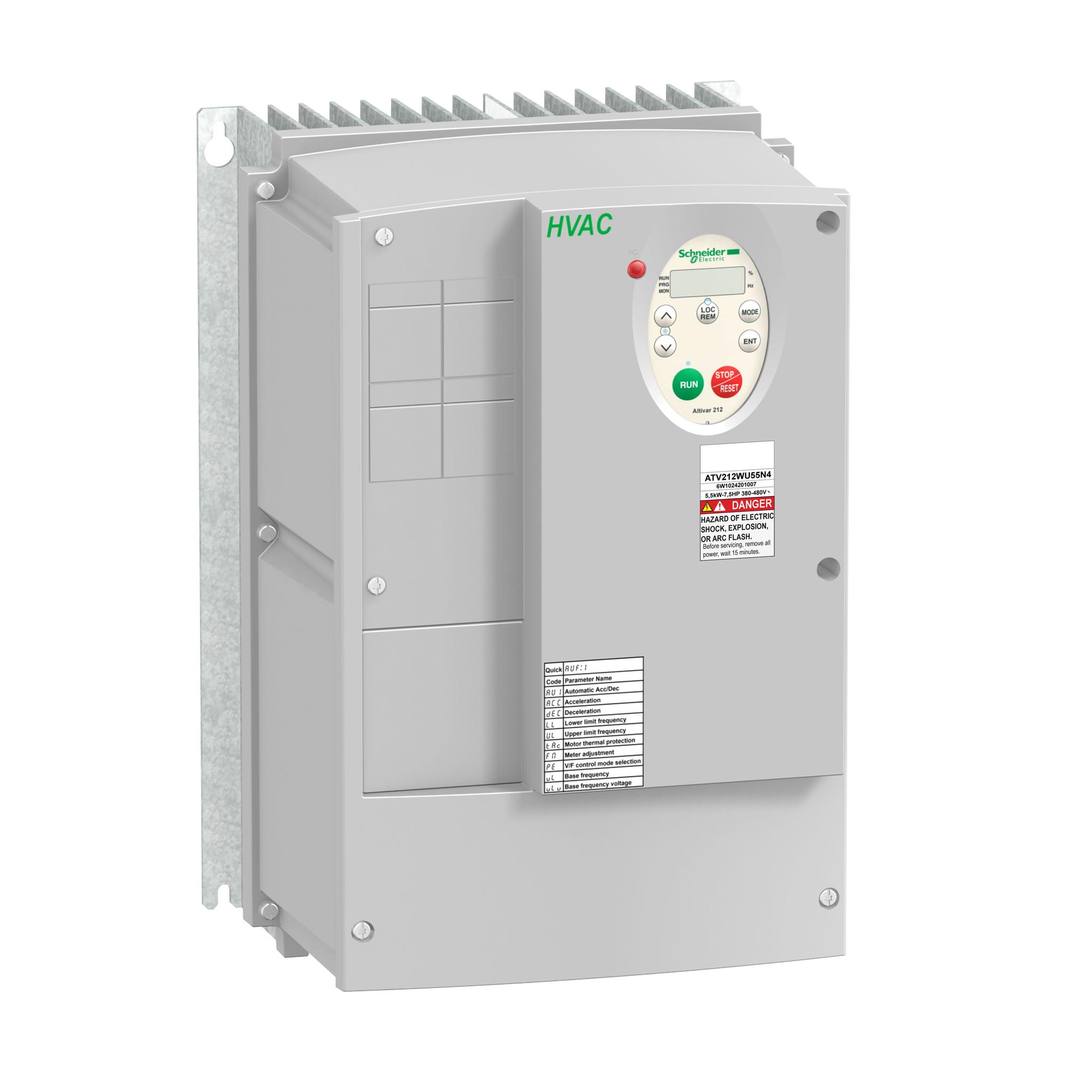 Produktfoto 1 von Schneider Electric ATV212, 3-Phasen Frequenzumrichter 4 kW, 480 V / 6,4 A, 8,1 A 0.5 → 200Hz für