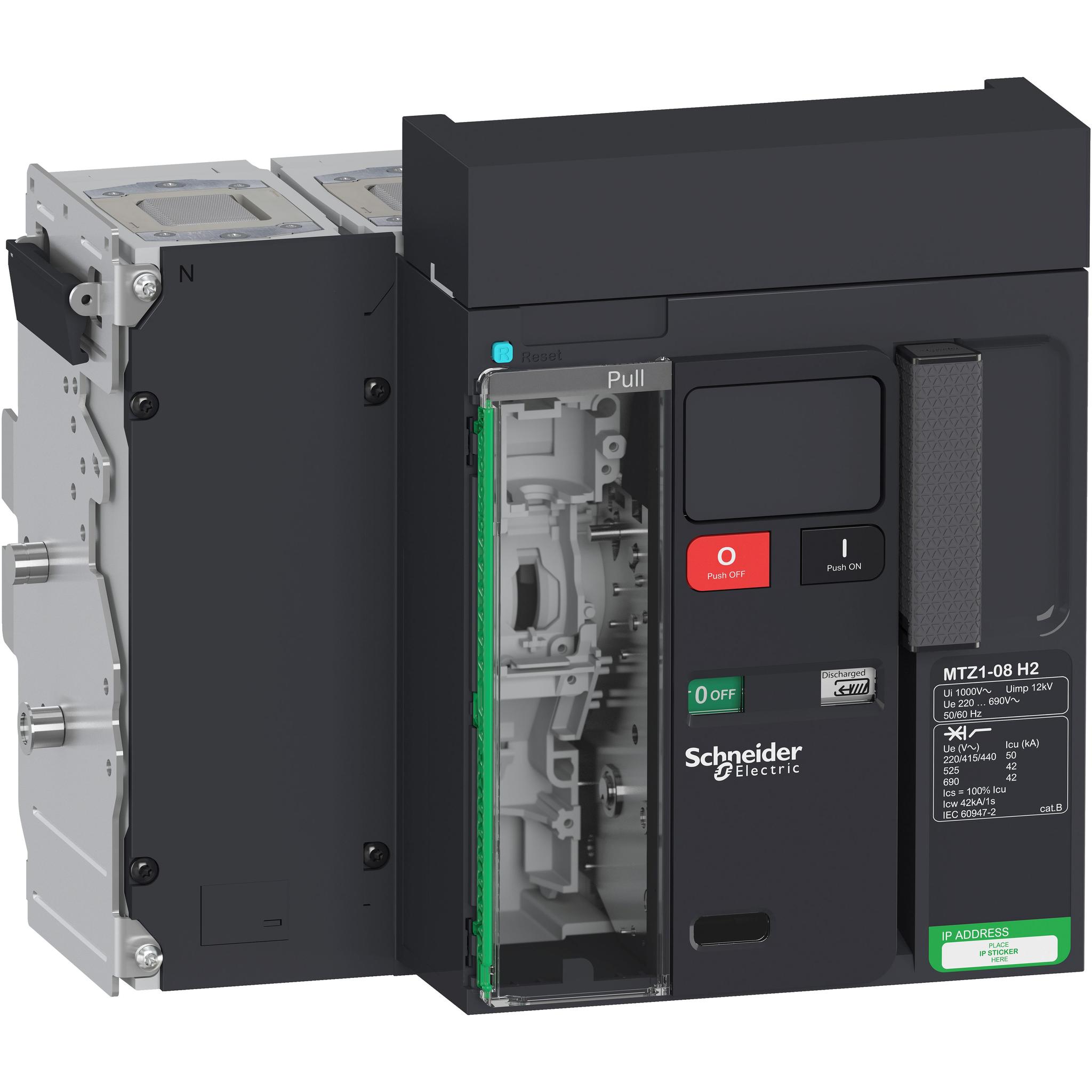 Produktfoto 1 von Schneider Electric Masterpact MTZ1 08H2, Leistungsschalter MCCB 4-polig, 800A, Fest