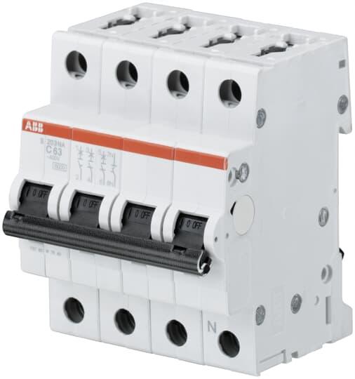 Produktfoto 1 von ABB S200 Leitungsschutzschalter Typ C, Pol 3P+N 2A System Pro M Compact DIN-Schienen-Montage