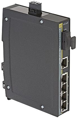 Produktfoto 1 von HARTING Ethernet-Switch, 5 x RJ45 / 10/100/1000Mbit/s, bis 100m für DIN-Schienen, 48V dc