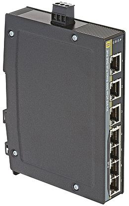 Produktfoto 1 von HARTING Ethernet-Switch, 7 x RJ45 / 10/100/1000Mbit/s, bis 100m für DIN-Schienen, 54V dc