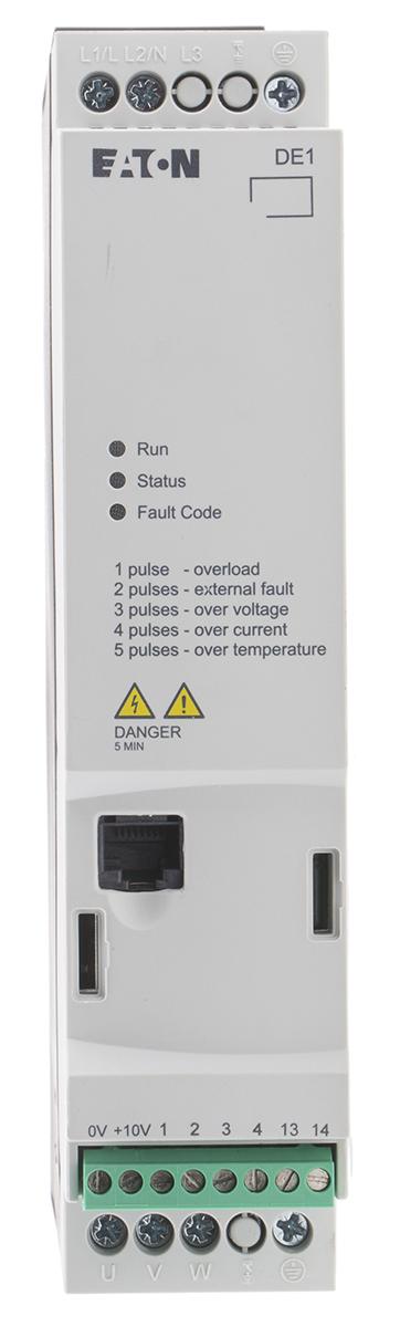 Produktfoto 1 von Eaton Eaton Moeller, 1-Phasen Anlasser mit variabler Drehzahl 0,75 kW, 230 V ac / 4,3 A 60Hz für Wechselstrommotoren