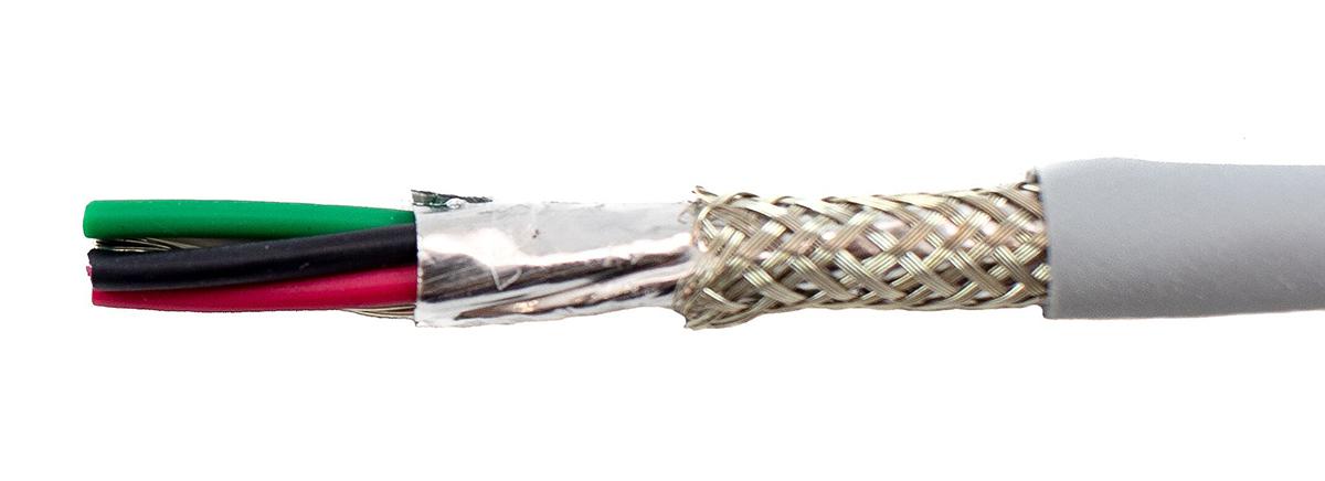 Produktfoto 1 von Alpha Wire EcoCable Mini ECO Steuerkabel, 4-adrig x 0,24 mm² Grau, 30m, 24 AWG, Folie und Geflecht