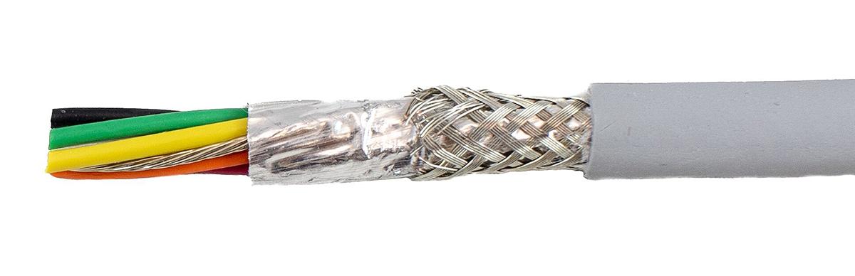 Produktfoto 1 von Alpha Wire EcoCable Mini ECO Steuerkabel, 6-adrig x 0,38 mm² Grau, 30m, 22 AWG, Folie und Geflecht