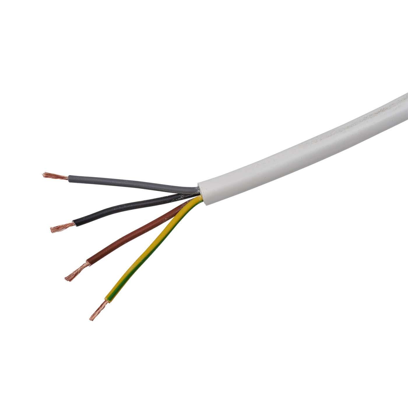 Produktfoto 1 von RS PRO Netzkabel, 4-adrig Typ Brandverhalten Weiß x 2,5 mm² /Ø 10.1 → 12.5mm, 100m, 500 V, Thermoplastik