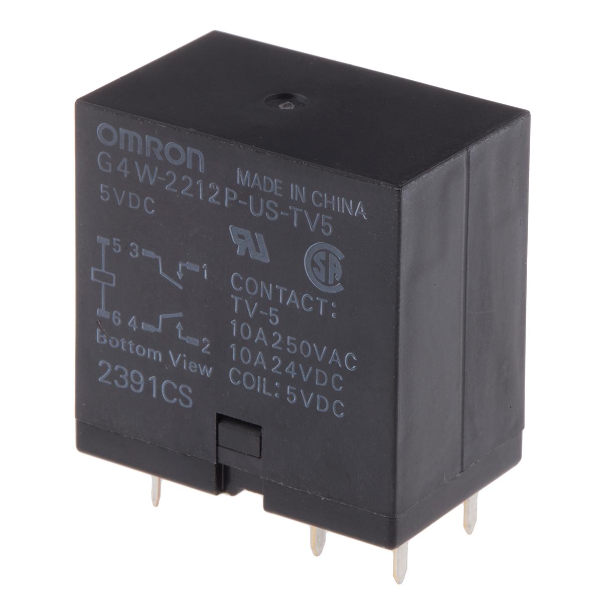 Produktfoto 1 von Omron G4W  Monostabiles Relais, Printrelais DPST 10A 5V dc Spule