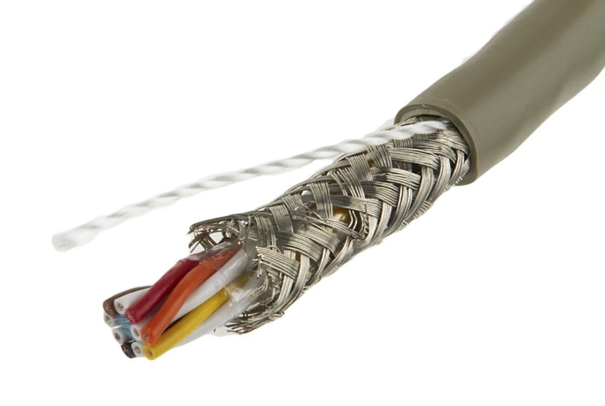 Produktfoto 1 von Alpha Wire Pro-Tekt Datenkabel, 5-paarig 0,35 mm² Ø 7.92mm Geflecht Schirmung PVC isoliert Twisted Pair Grau