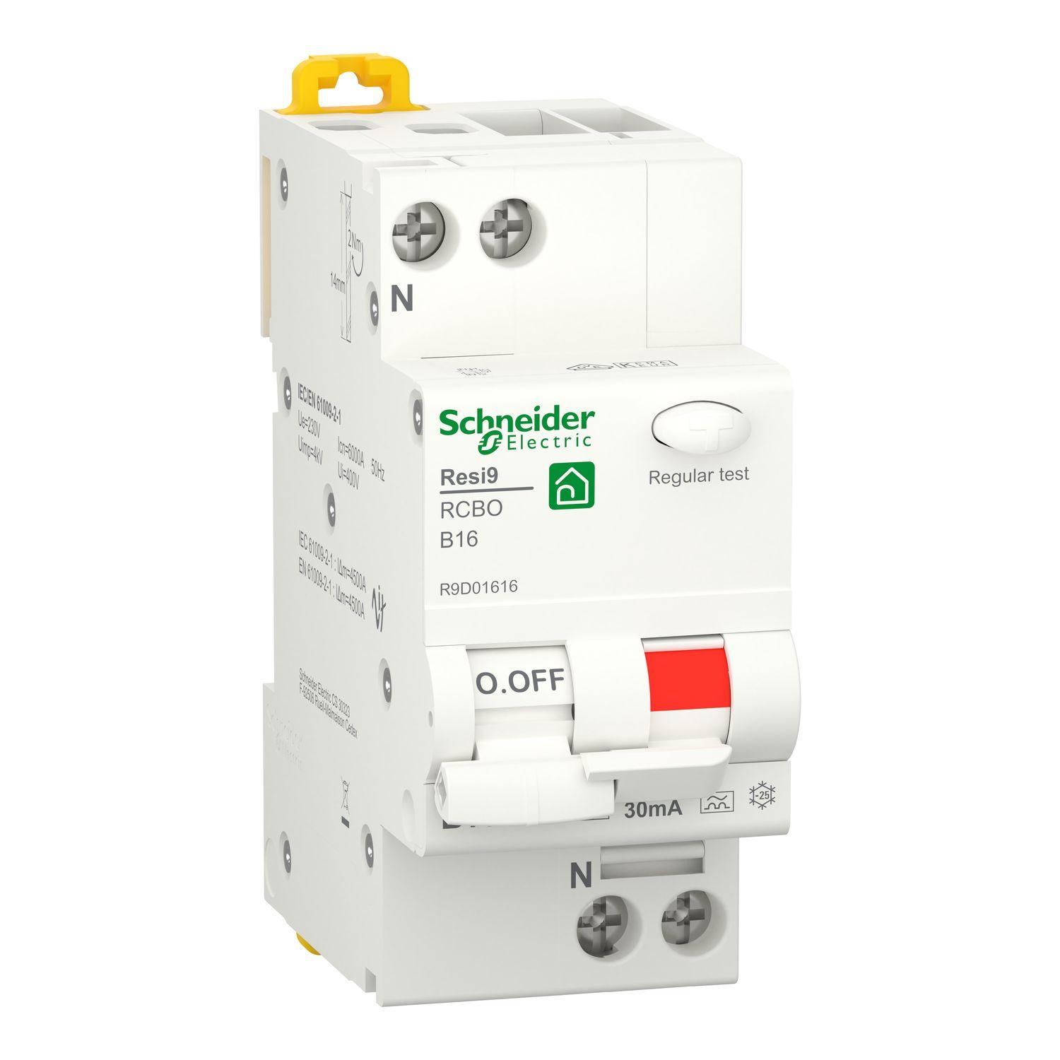 Schneider Electric Resi9 Resi9 CX FI/LS-Schalter 16A, 1-polig, Empfindlichkeit 30mA, DIN-Schienen-Montage