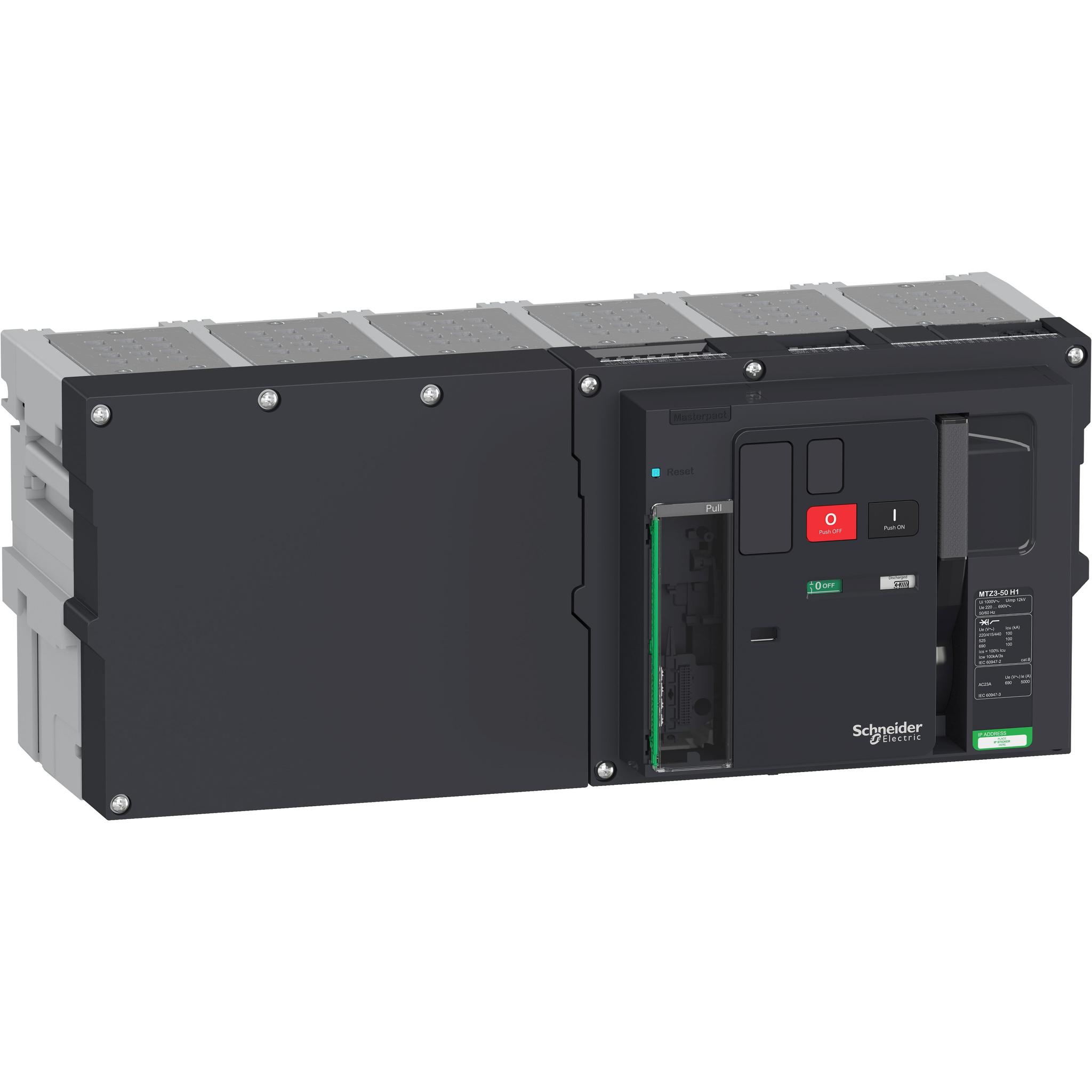 Produktfoto 1 von Schneider Electric Masterpact MTZ3 50H1, Leistungsschalter MCCB 3-polig, 5kA, Fest