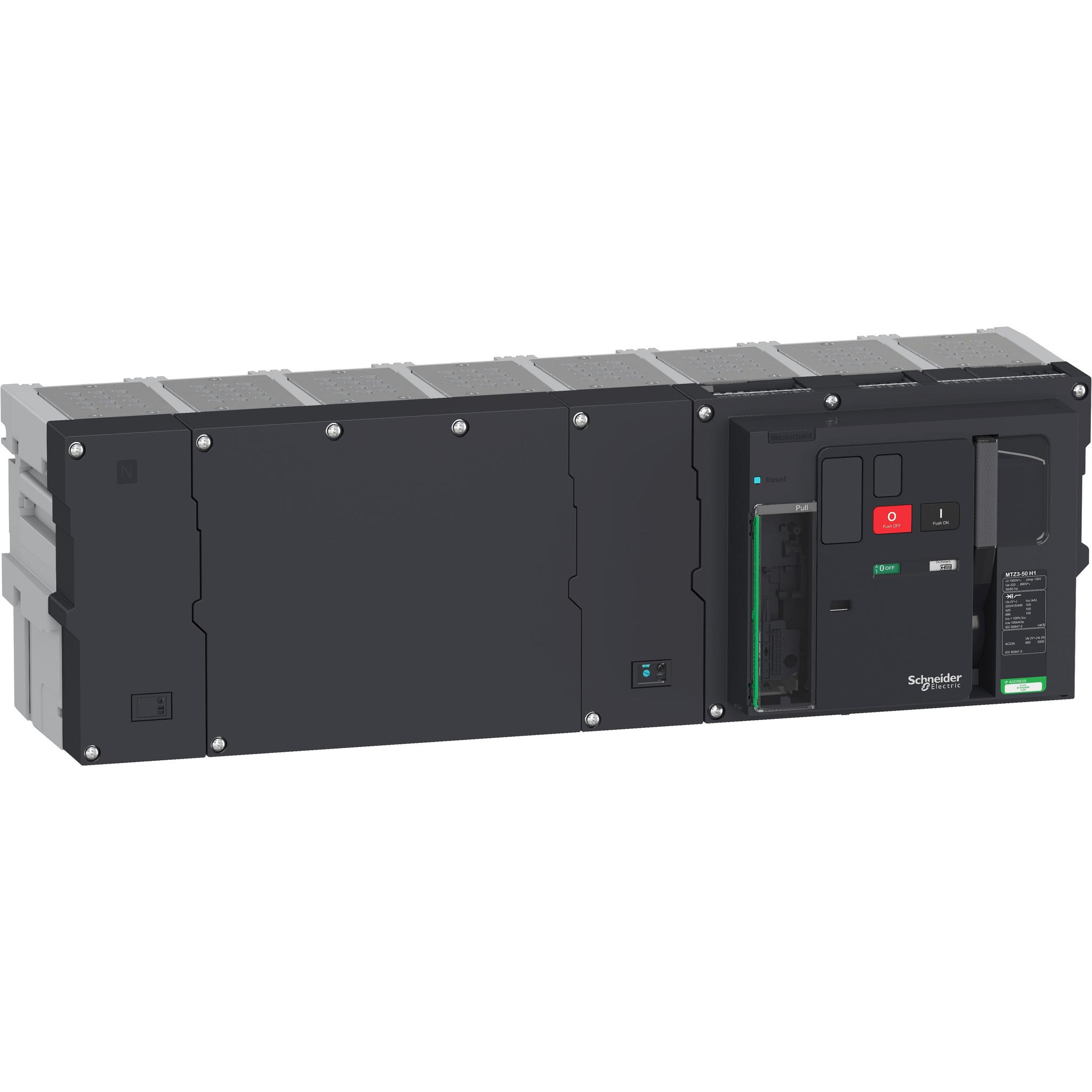 Produktfoto 1 von Schneider Electric Masterpact MTZ3 50H1, Leistungsschalter MCCB 4-polig, 5kA, Fest