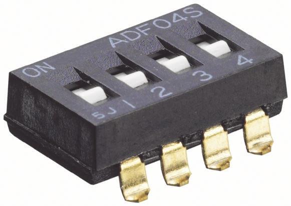 TE Connectivity THT DIP-Schalter Gleiter 4-stellig 1-poliger Ein-/Ausschalter Kupferlegierung 100 mA @ 24 V dc, bis