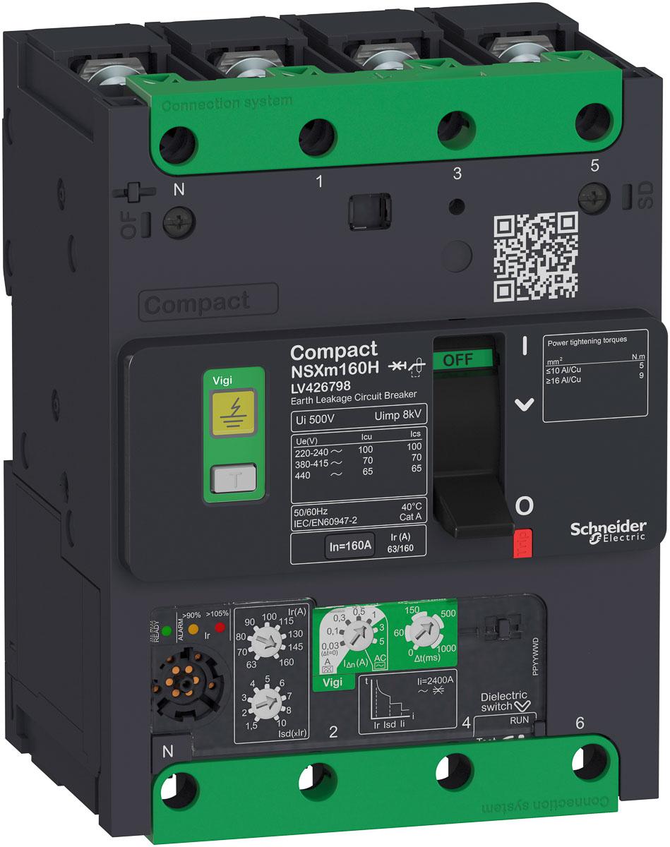 Produktfoto 1 von Schneider Electric Kompakt NSXm, Leistungsschalter MCCB 4-polig, 160A / Abschaltvermögen 25 kA 690V,