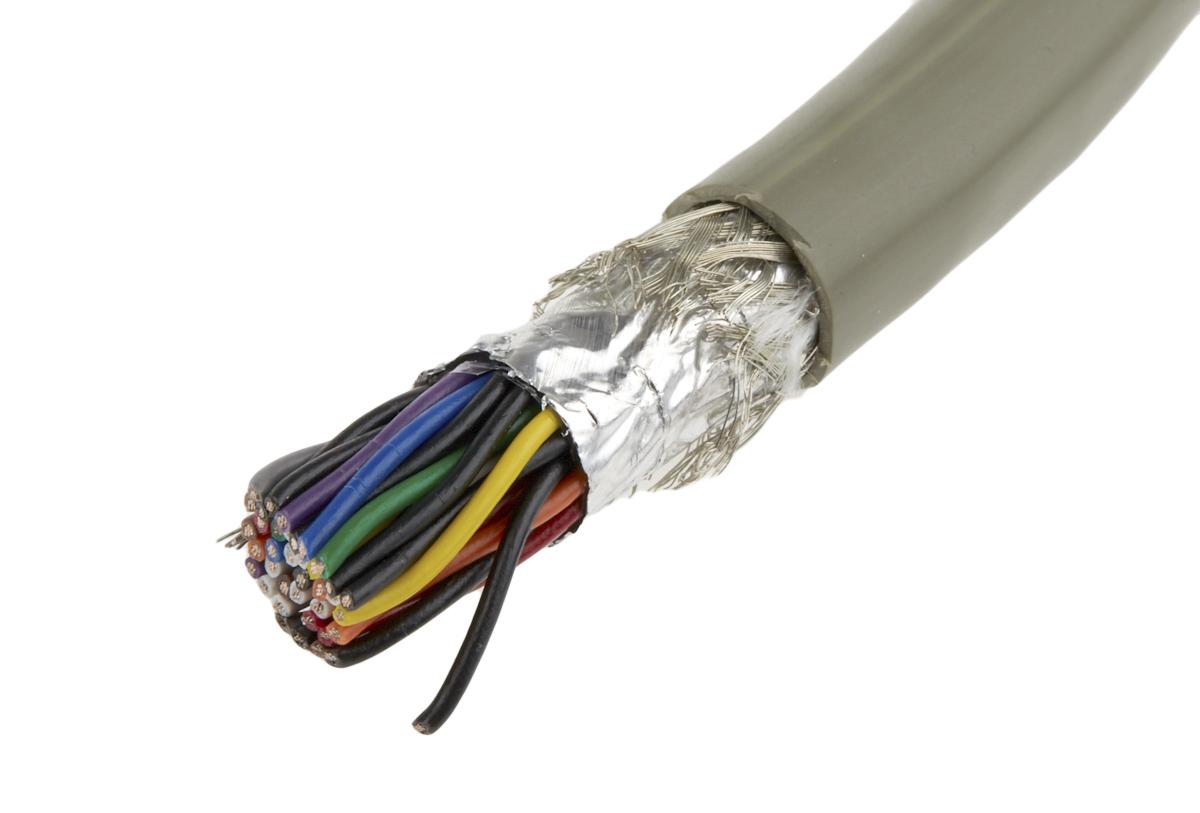 Alpha Wire Pro-Tekt Datenkabel, 19-paarig 0,23 mm² Ø 11.58mm Folie und Geflecht Schirmung PVC isoliert Twisted Pair Grau