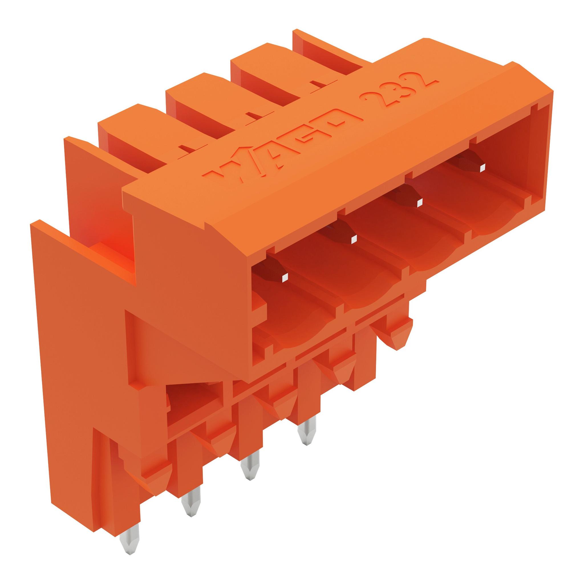 Wago 232 Leiterplatten-Stiftleiste gewinkelt, 4-polig / 1-reihig, Raster 5.08mm, Ummantelt