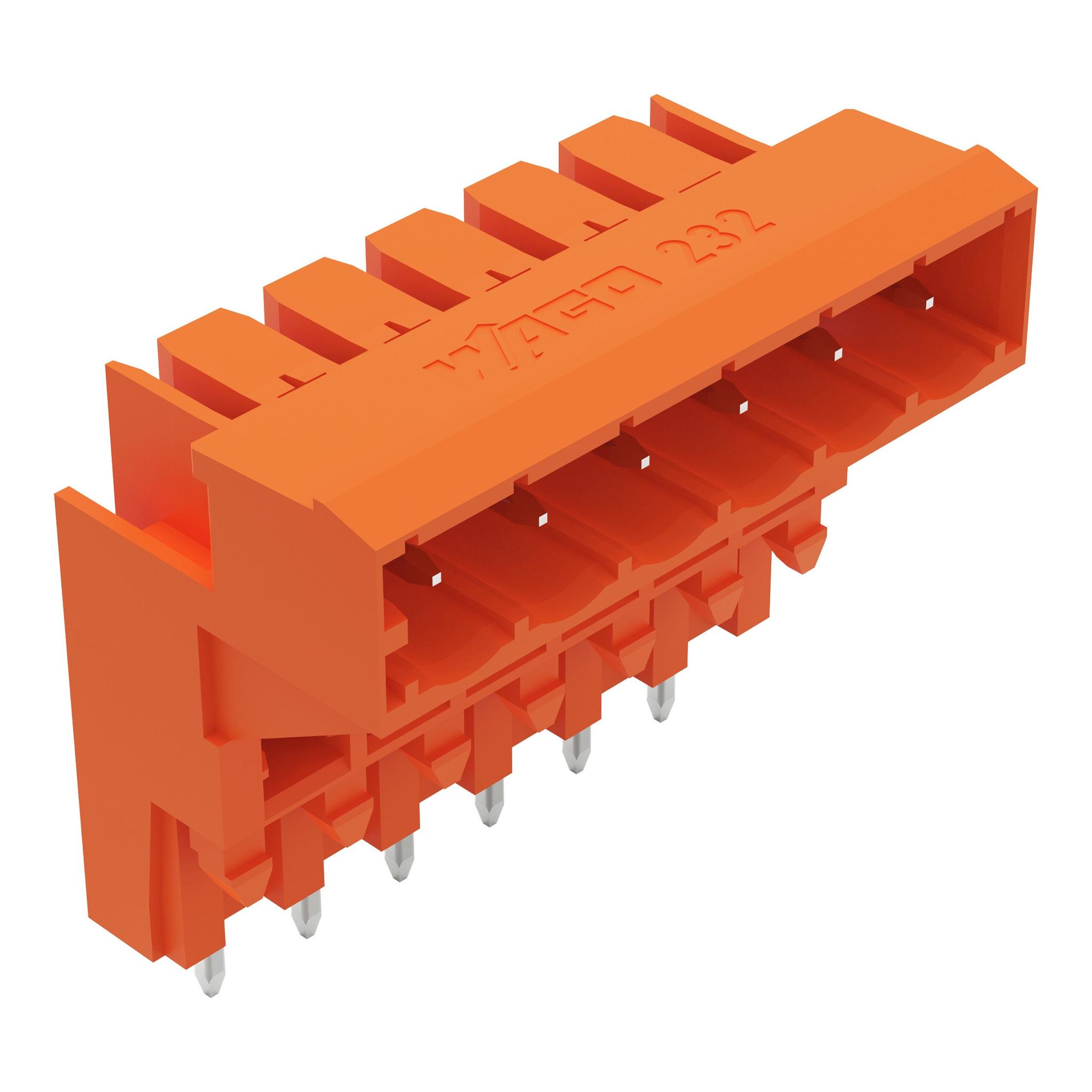 Wago 232 Leiterplatten-Stiftleiste gewinkelt, 6-polig / 1-reihig, Raster 5.08mm, Ummantelt