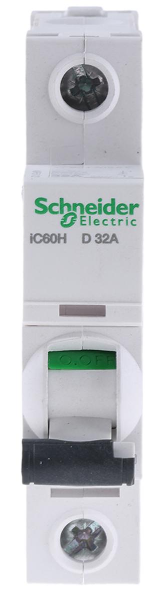 Produktfoto 1 von Schneider Electric iC60H MCB Leitungsschutzschalter Typ D, 1-polig 32A 100 → 133V, Abschaltvermögen 10 kA Acti 9