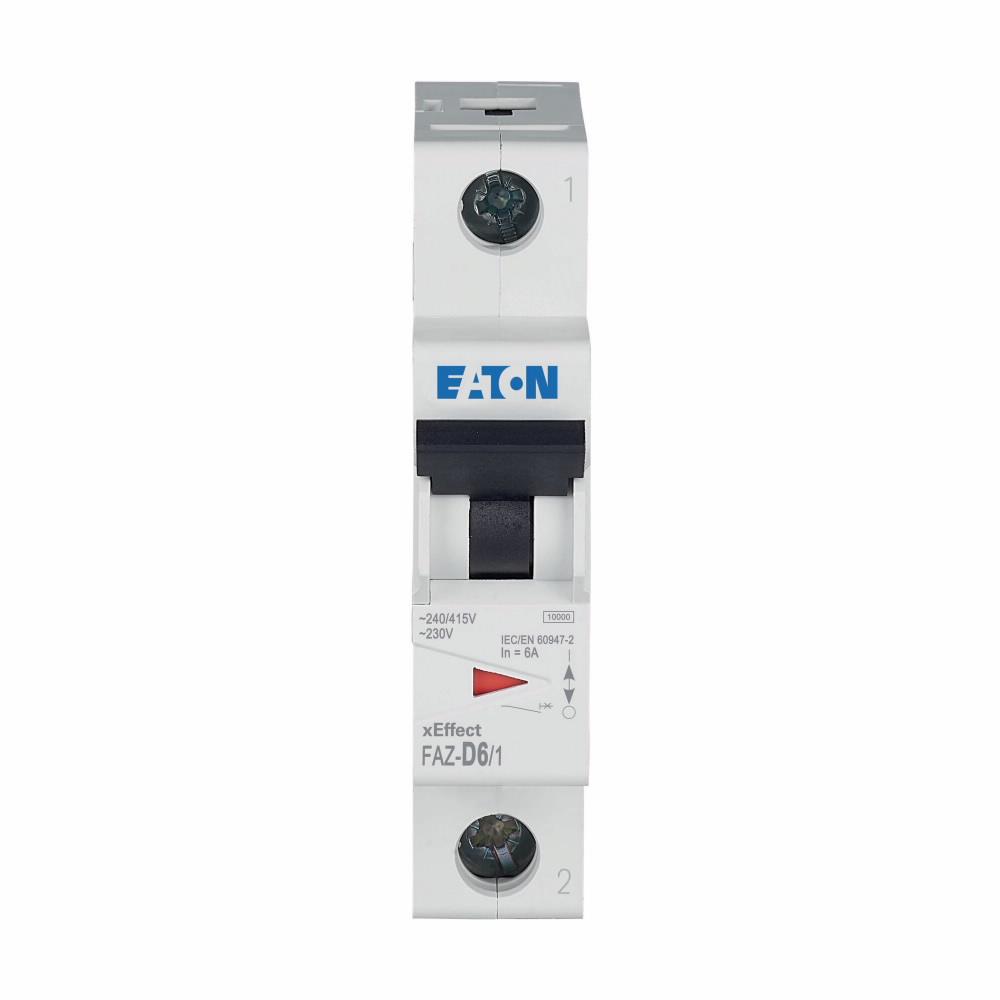 Produktfoto 1 von Eaton Eaton Moeller MCB Leitungsschutzschalter Typ D, 1-polig 6A 240V, Abschaltvermögen 10 kA xEffect