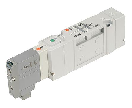 Produktfoto 1 von SMC SV3000 Pneumatik-Magnetventil 24V dc, Magnet/Vorsteuerung/Feder-betätigt