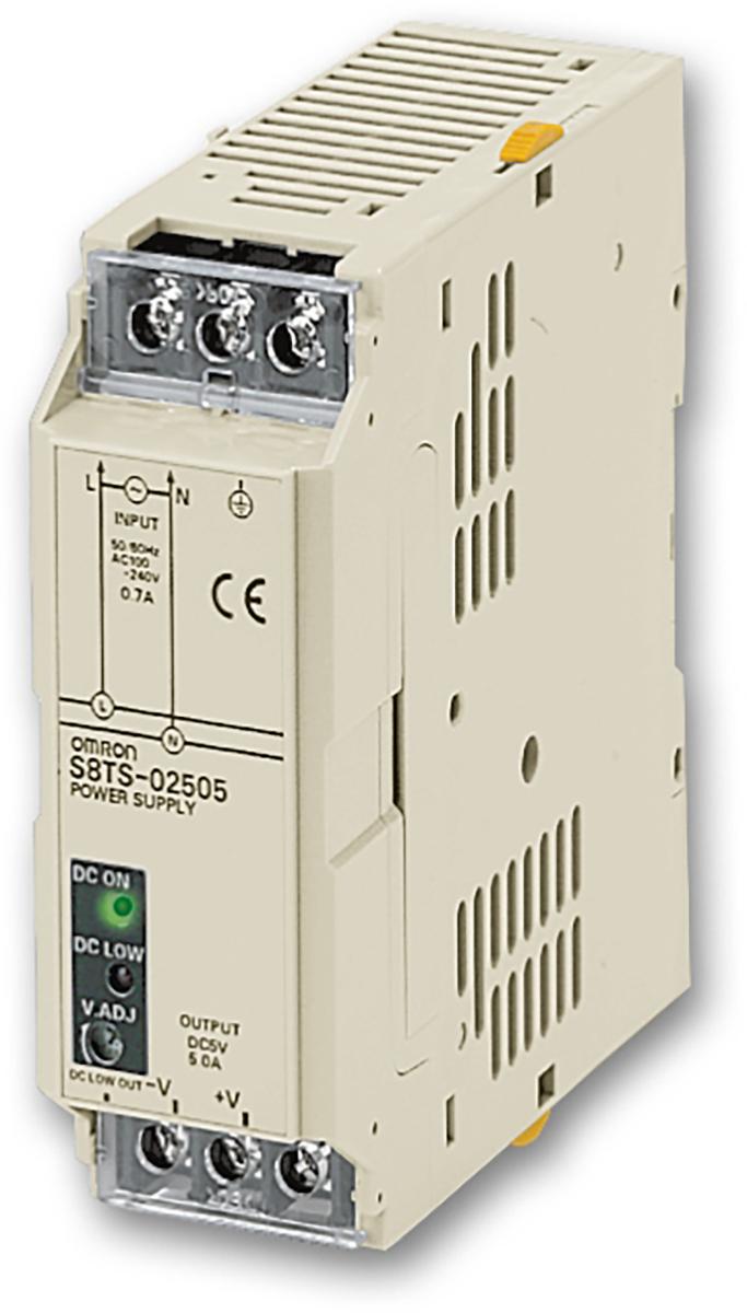 Produktfoto 1 von Omron S8TS Switch-Mode DIN-Schienen Netzteil 25W, 85 → 264V ac, 5V dc / 5A