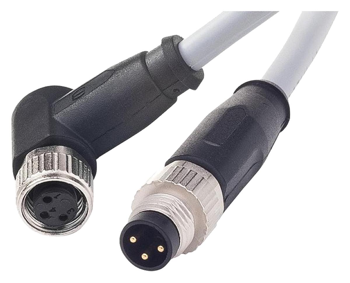 HARTING 2134 konfektioniertes Sensorkabel 3-adrig Buchse gewinkelt / M8 Stecker gerade, Länge 1m