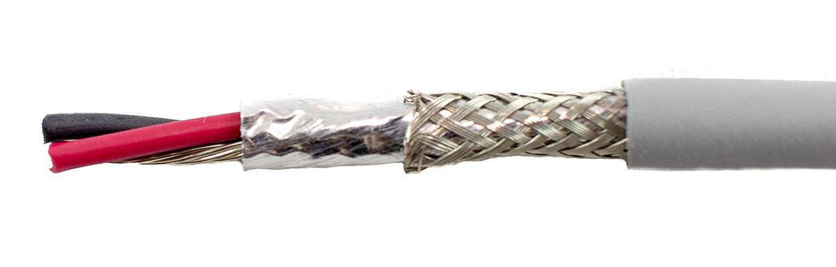 Produktfoto 1 von Alpha Wire EcoCable Mini ECO Steuerkabel, 2-adrig x 0,24 mm² Grau, 30m, 24 AWG, Folie und Geflecht