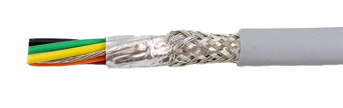 Produktfoto 1 von Alpha Wire EcoCable Mini ECO Steuerkabel, 6-adrig x 0,24 mm² Grau, 30m, 24 AWG, Folie und Geflecht