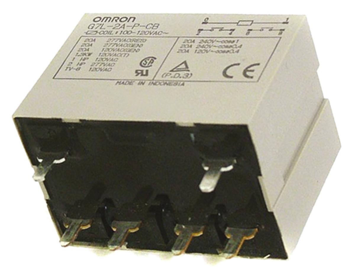 Omron G7L  Monostabiles Relais, Printrelais DPST 20A 12V dc Spule / 1.9W